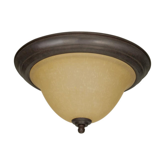 Castillo - 2 Light Flush Mount with Champagne Linen Washed Glass - Sonoma Bronze Finish