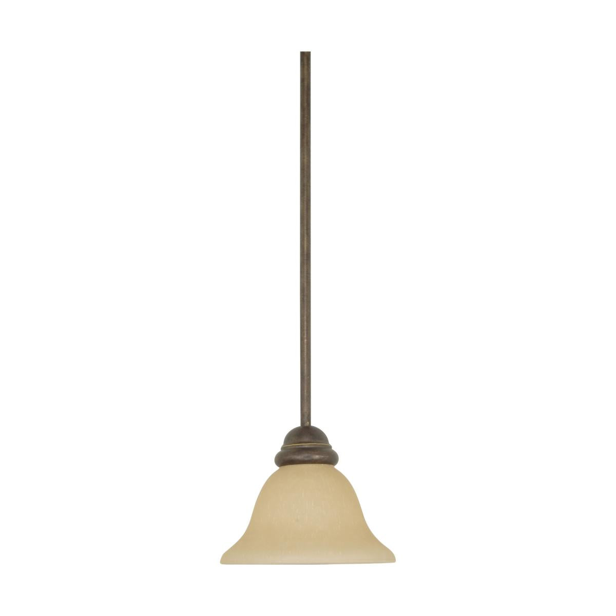 Castillo - 1 Light Mini Pendant with Champagne Linen Washed Glass - Sonoma Bronze Finish