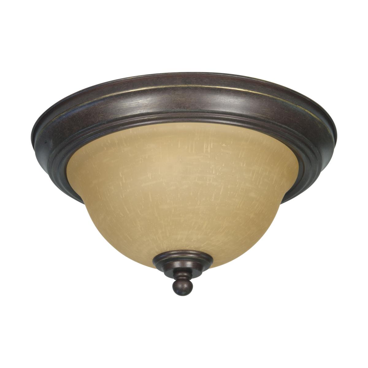 Castillo - 2 Light Flush Mount with Champagne Linen Washed Glass - Sonoma Bronze Finish