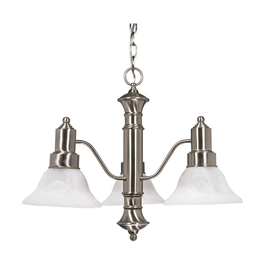 Gotham - 3 Light Chandelier with Alabaster Glass - Brushed Nickel Finish