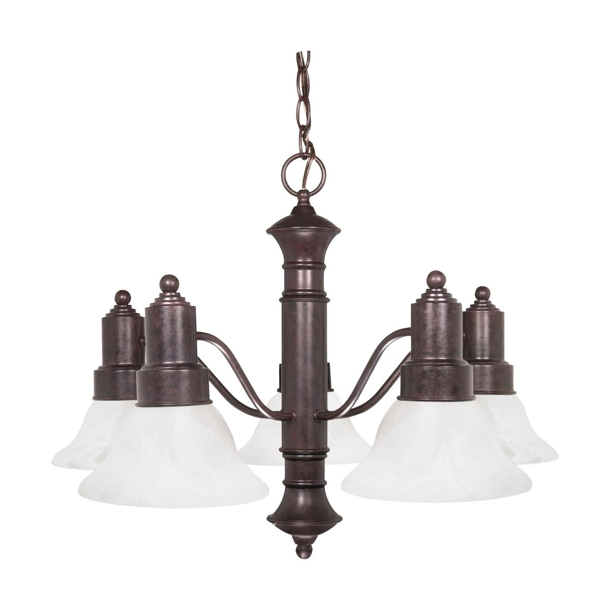 Gotham - 5 Light Chandelier with Alabaster Glass - Old Bronze Finish