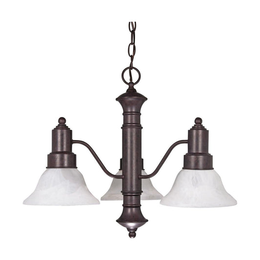 Gotham - 3 Light Chandelier with Alabaster Glass - Old Bronze Finish