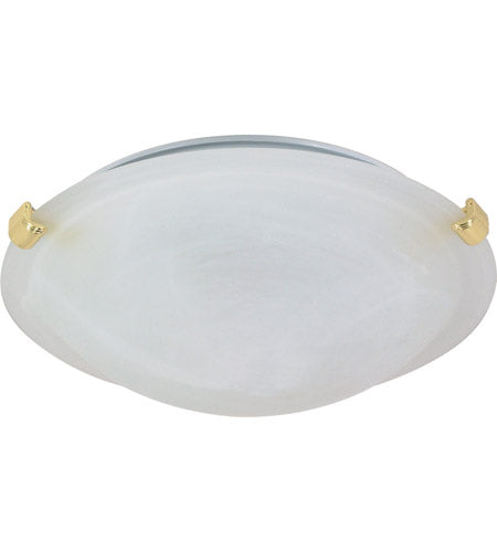 12'' Tri Clip Flush - 1 Light with Alabaster Glass - Polished Brass Finish