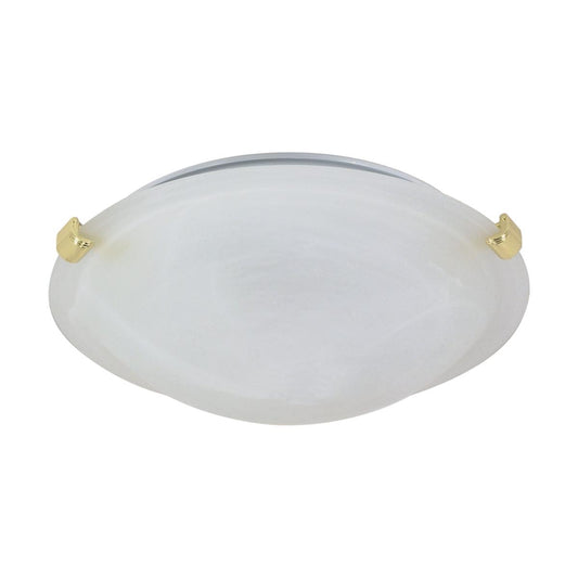 16'' Tri Clip Flush - 2 Light with Alabaster Glass - Polished Brass Finish