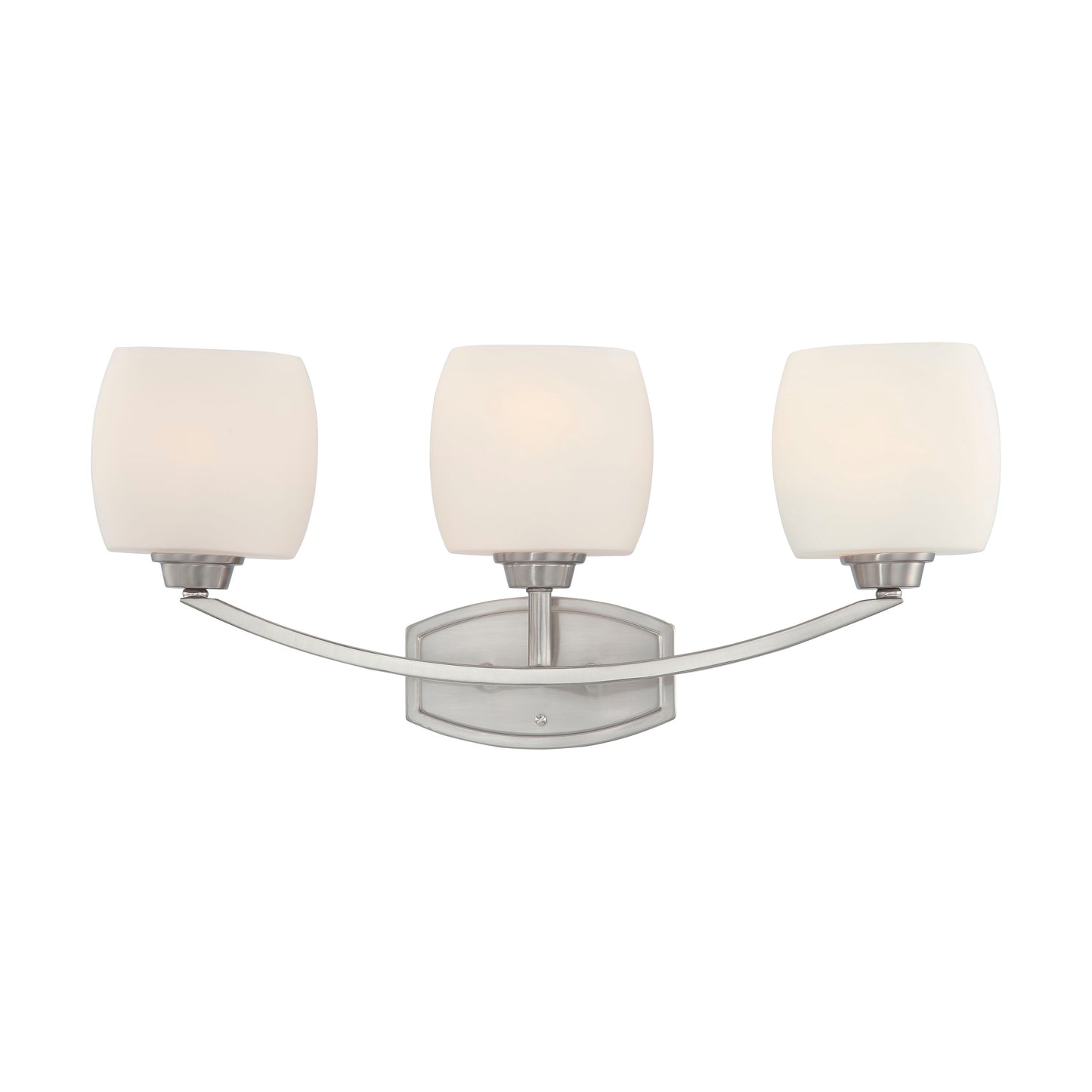 Helium - 3 Light Vanity with Satin White Glass - Brushed Nickel Finish