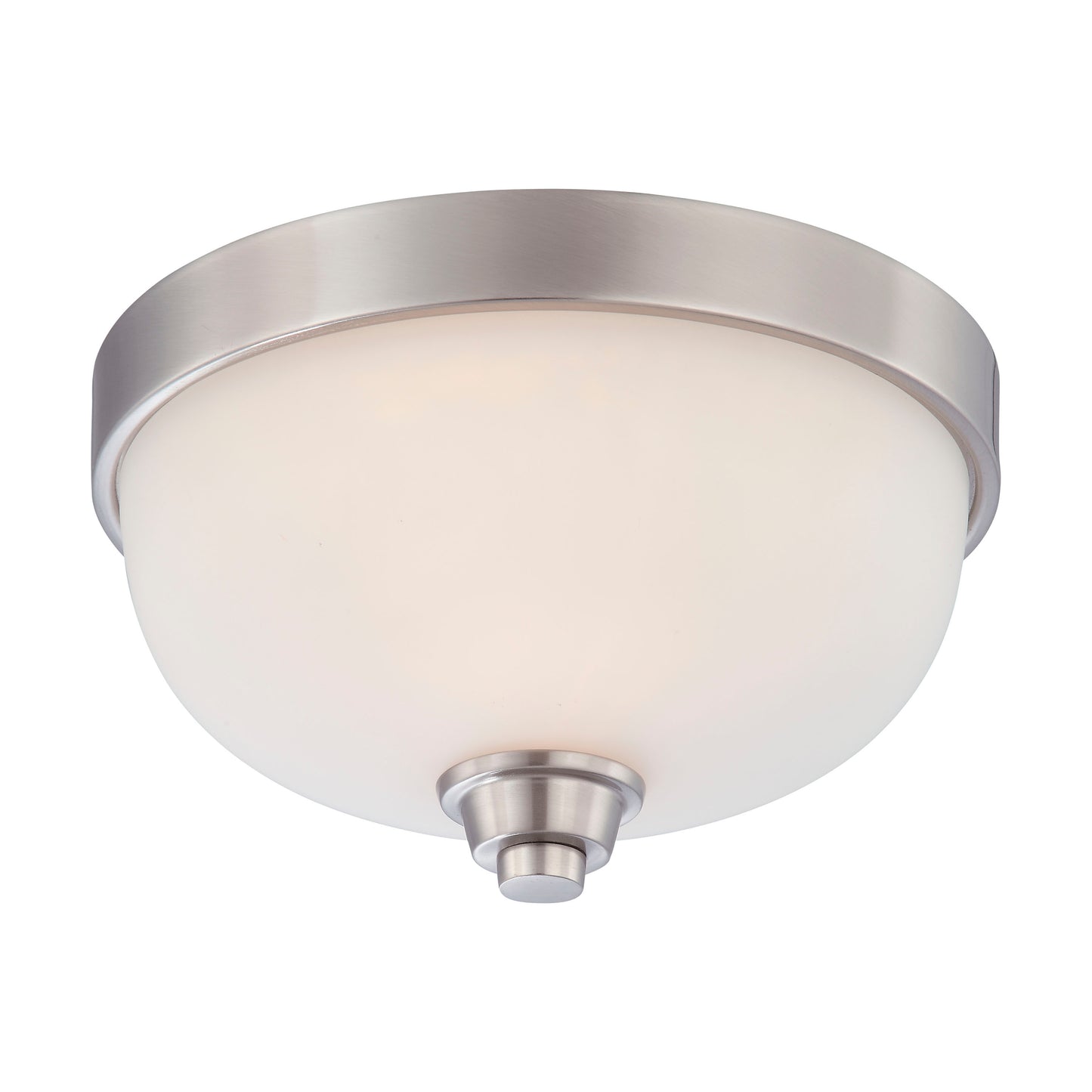 Helium - 1 Light Flush Dome with Satin White Glass - Brushed Nickel Finish