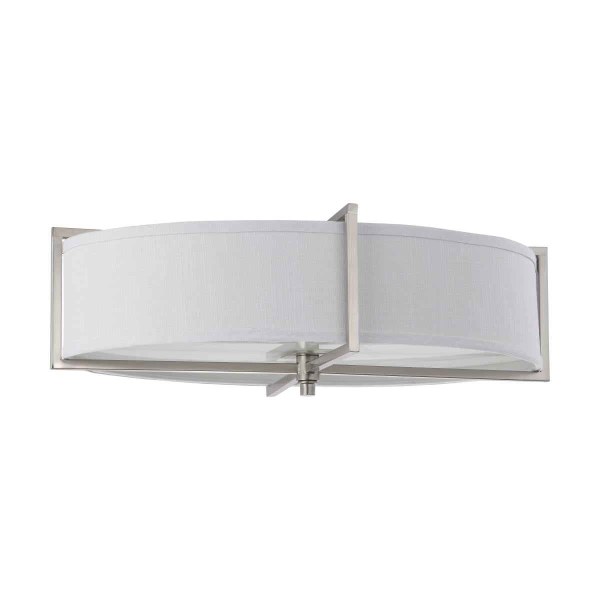 Portia - 6 Light Oval Flush with Slate Gray Fabric Shade - Brushed Nickel Finish