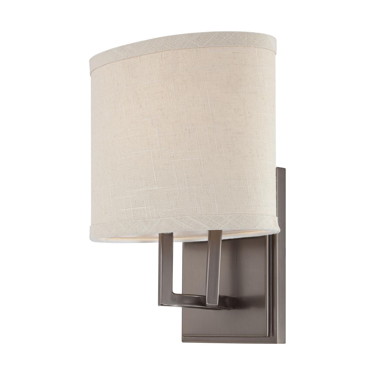 Gemini - 1 Light Vanity with Khaki Fabric Shade - Hazel Bronze Finish