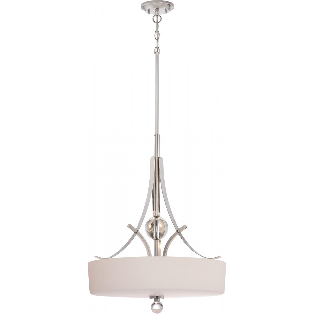Connie - 3 Light Pendant with Satin White Glass - Polished Nickel Finish
