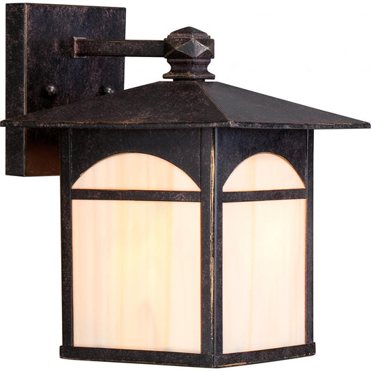 Canyon - 7" Outdoor Wall Lantern with Honey Stained Glass - Umber Bronze Finish