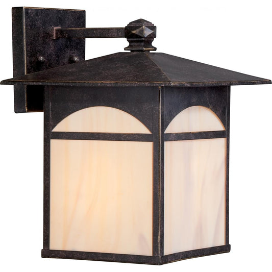 Canyon - 9" Outdoor Wall Lantern with Honey Stained Glass - Umber Bronze Finish
