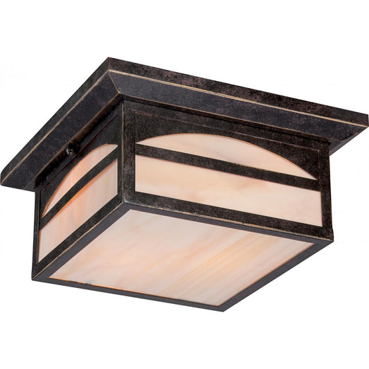 Canyon - Outdoor Flush with Honey Stained Glass - Umber Bronze Finish