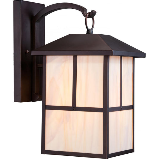 Tanner - 10'' Outdoor Wall Lantern with Honey Stained Glass - Claret Bronze Finish
