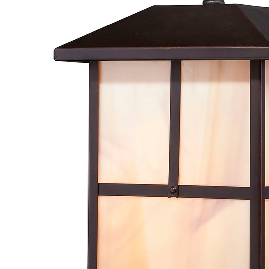 Tanner - Outdoor Hanging Fixture with Honey Stained Glass - Claret Bronze Finish