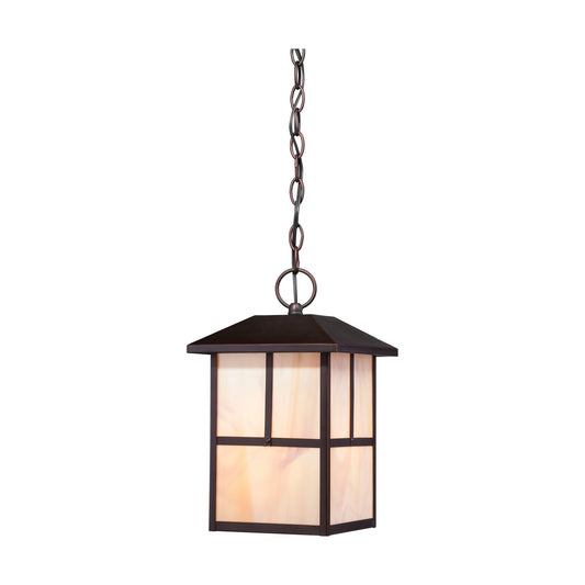 Tanner - Outdoor Hanging Fixture with Honey Stained Glass - Claret Bronze Finish