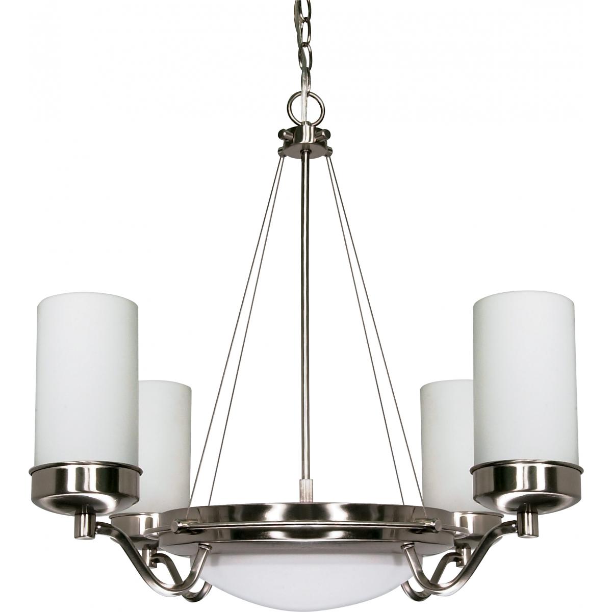 Polaris - 6 Light Chandelier with Satin Frosted Glass - Brushed Nickel Finish