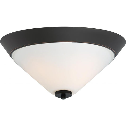 Nome - 2 Light Flush Mount with Satin White Glass - Mahogany Bronze Finish