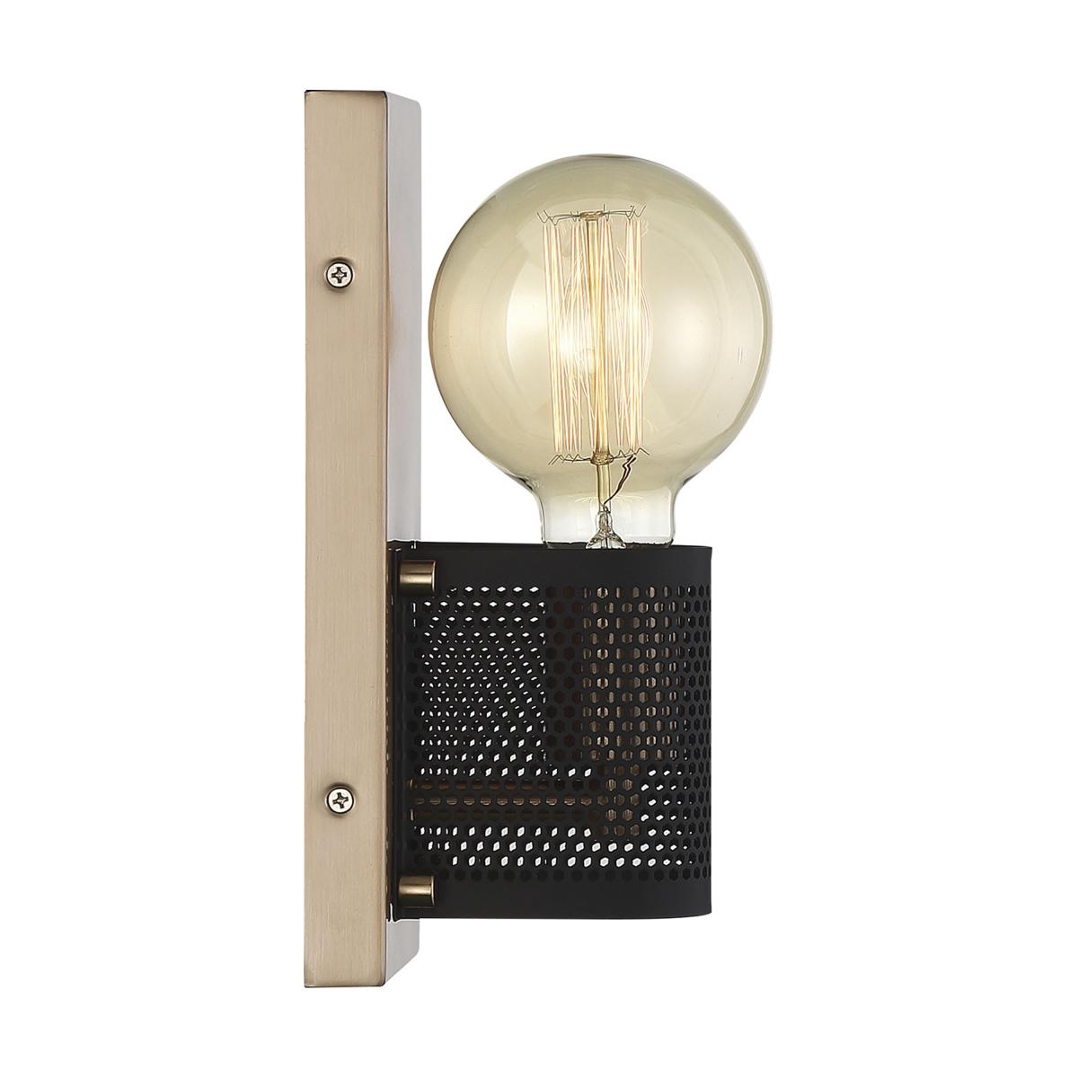 Passage - 1 Light Wall Sconce with Copper Brushed Brass Finish with Black Mesh