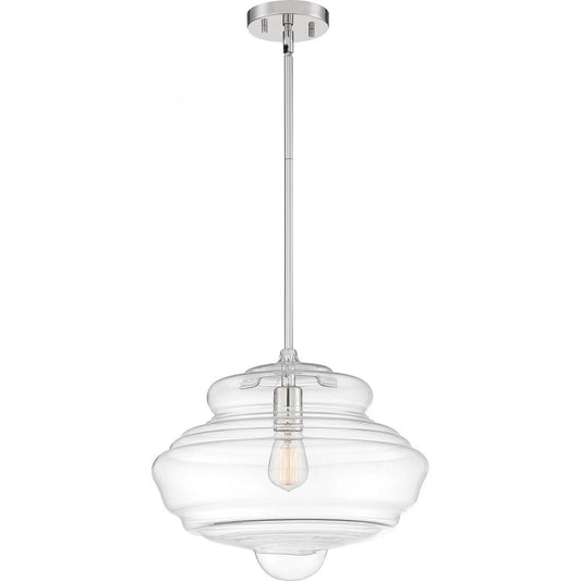 Storrier - 1 Light Pendant with Clear Glass - Polished Nickel Finish