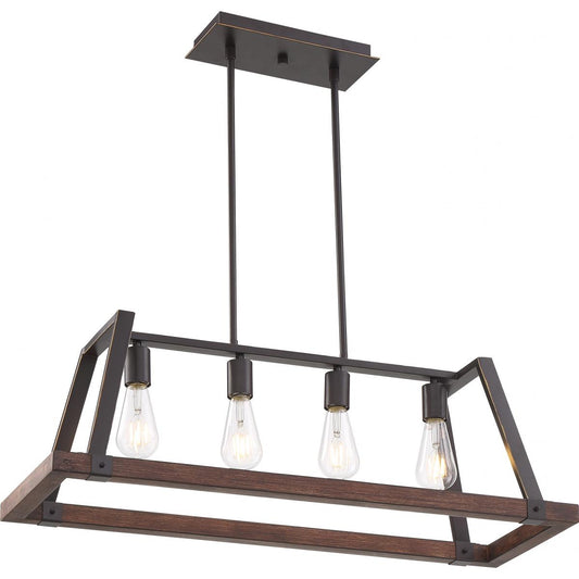 Outrigger - 4 Light Island Pendant with - Mahogany Bronze and Nutmeg Wood Finish