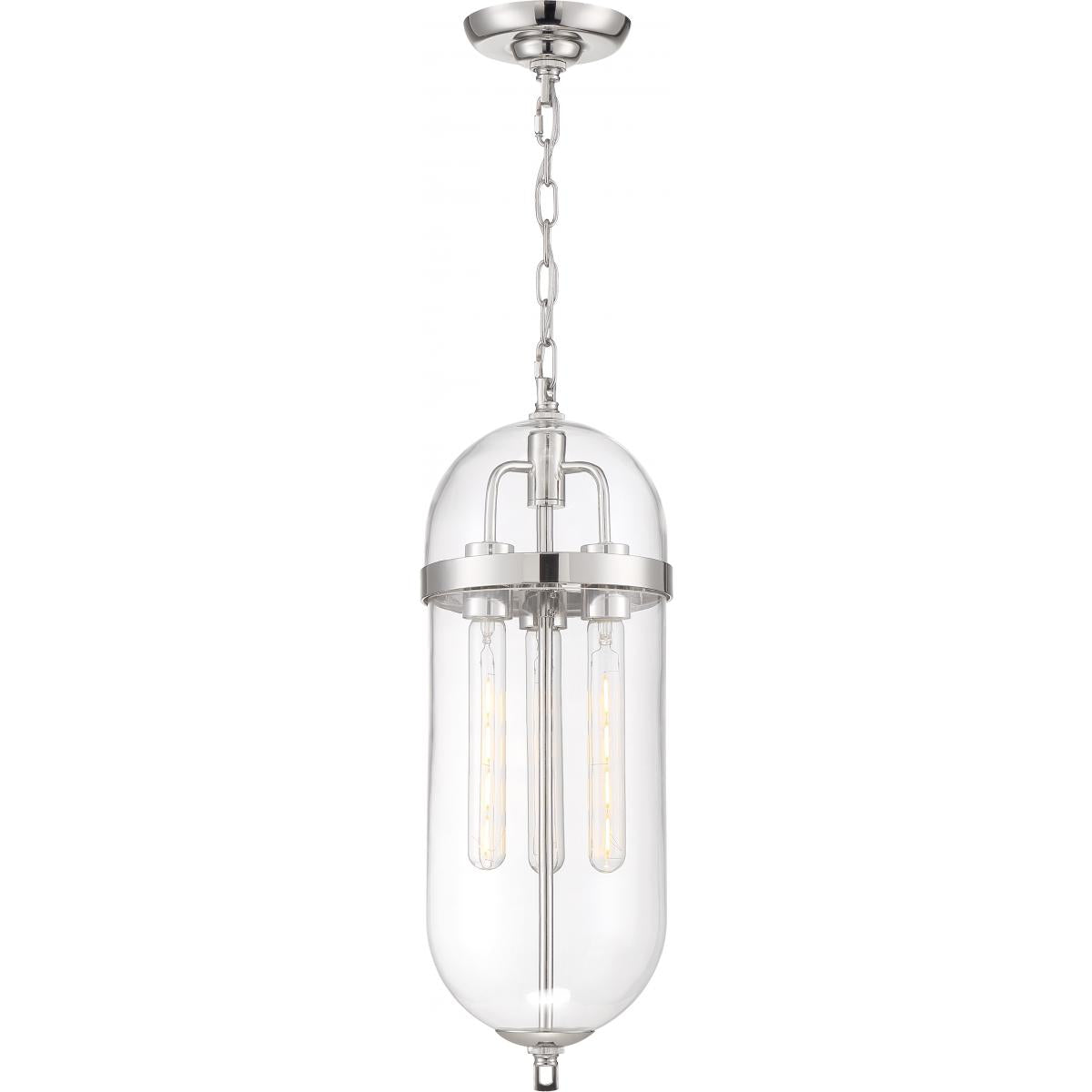 Fathom - 3 Light Pendant - with Clear Glass - Polished Nickel