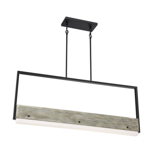 Alta - LED Island Pendant - Black with Gray Wood Finish