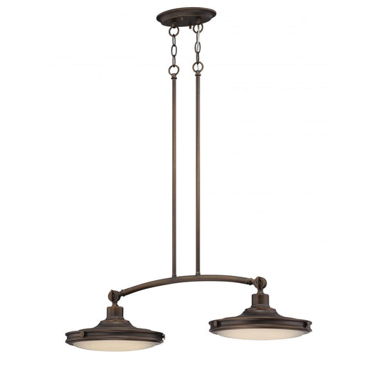 Houston - 2 LED Island Pendant - Antique Brass Finish